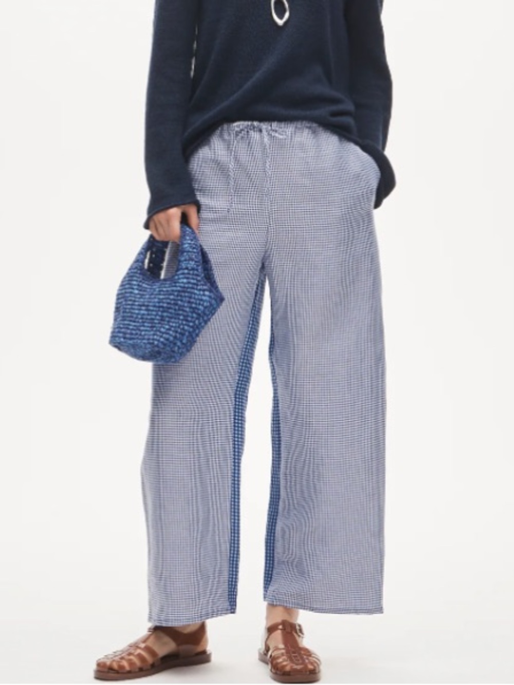 J crew Luna pant in gingham linen blend